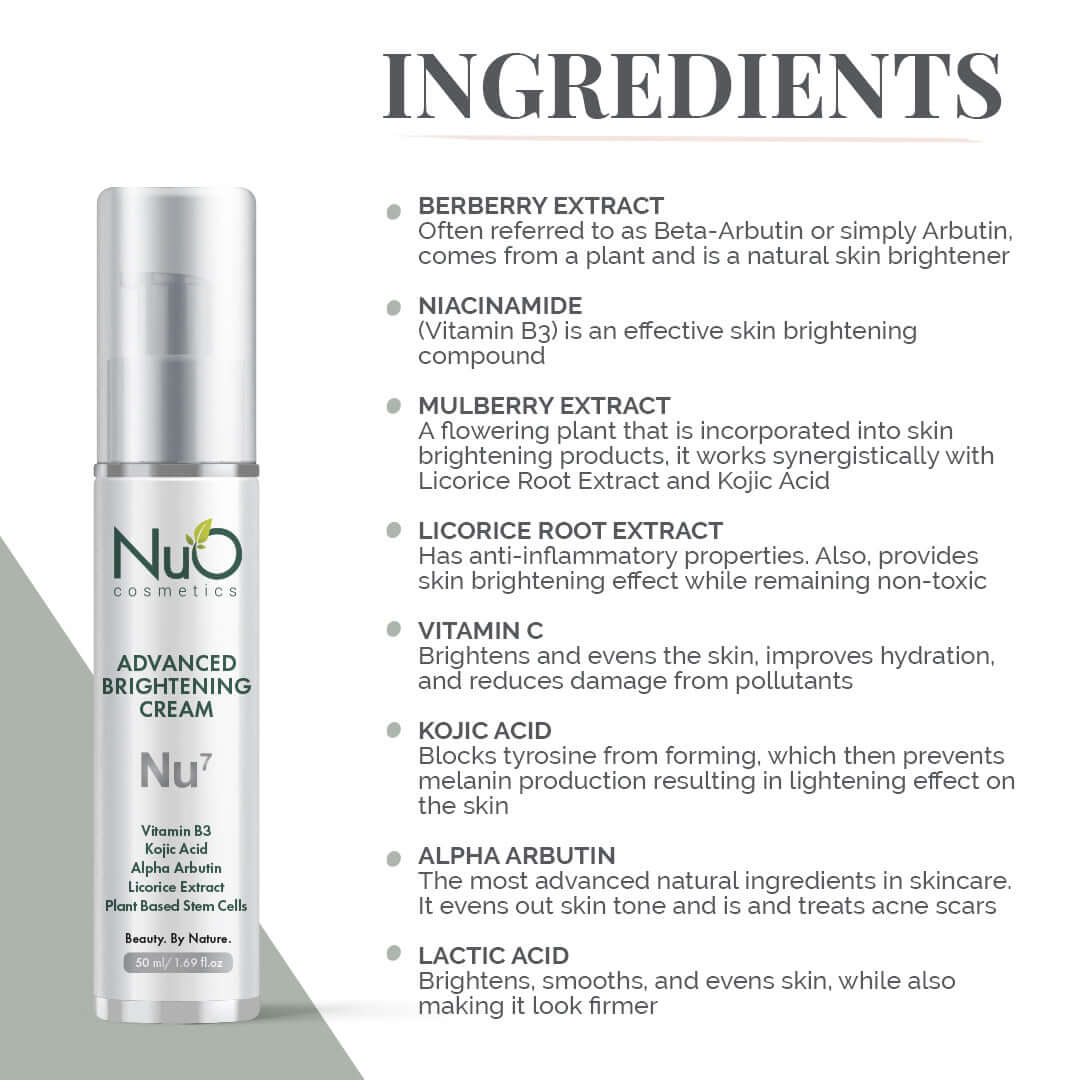 Advanced Brightening Cream | 7 Powerful Natural Ingredients to Minimize Dark Spots | Vegan-NuOrganic Cosmetics