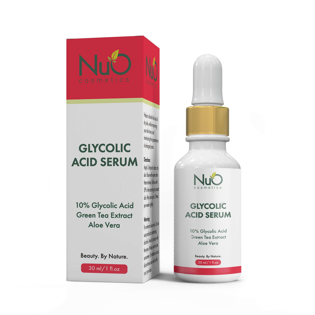Glycolic Acid Serum- Limitless Face Rejuvenation | Reduce pores, Improve Tone, Gentle Peel-NuOrganic Cosmetics